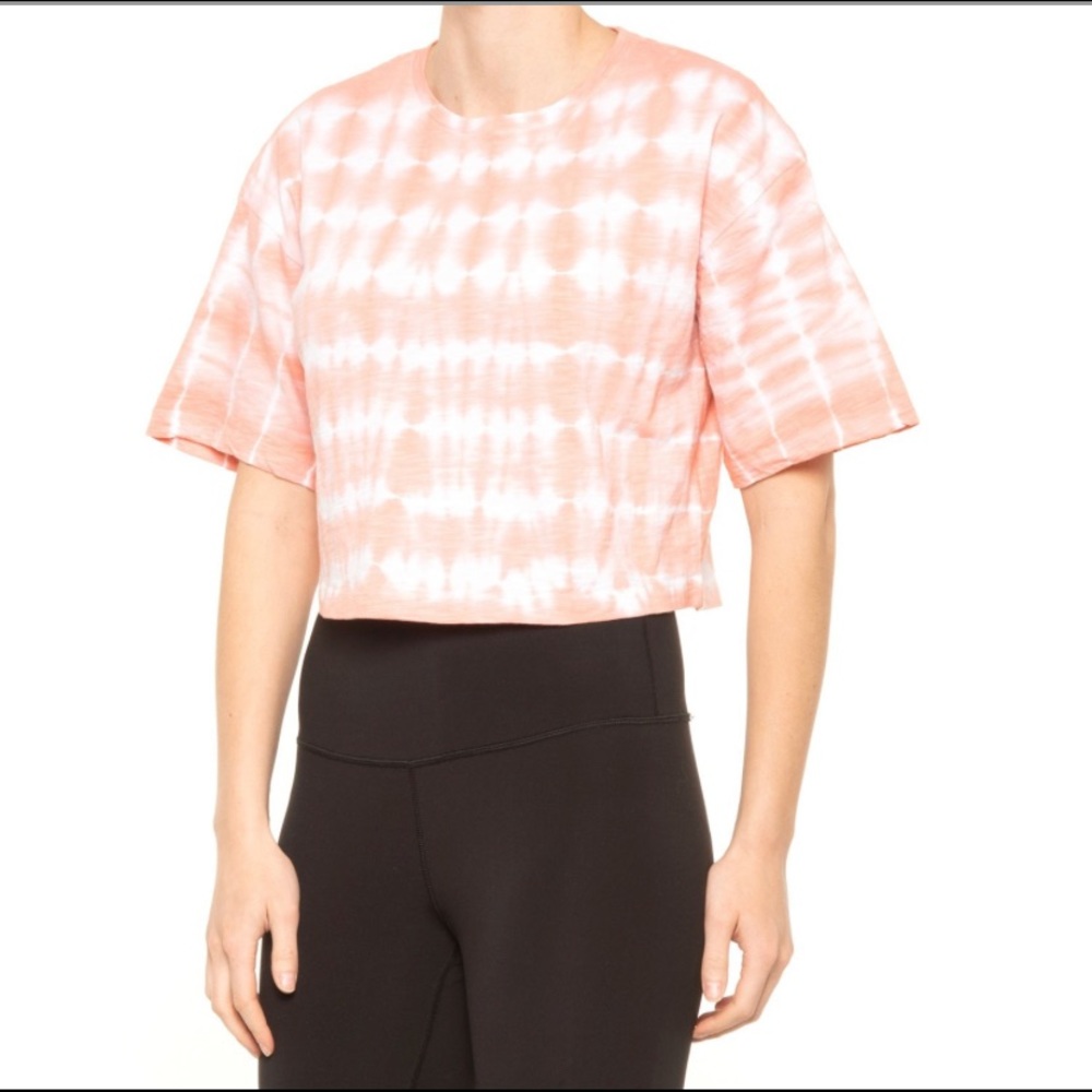 Kyodan Cream and White Boxy Crop Top with Short Sleeves, Size Medium, NWT